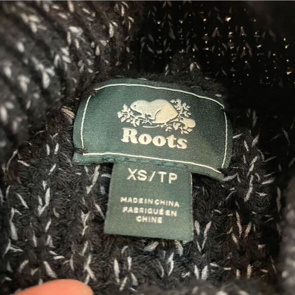 Roots Chunky Knit Cotton Ribbed Gray Black Sweater - Picture 4 of 6